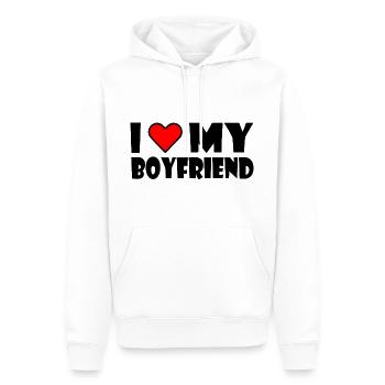 I love my boyfriend - Männer Premium Bio Hoodie - Weiß - Vorne - Nico (187cm)