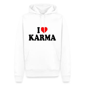 I love karma - Sweat à capuche Premium bio Homme - blanc - Devant - Nico (187cm)