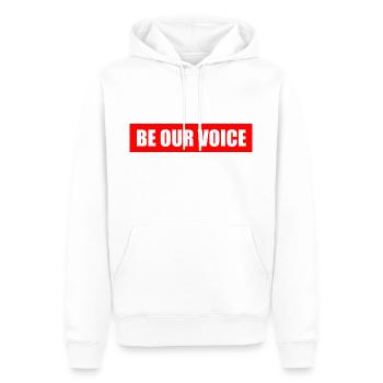 Be our voice - Sweat à capuche Premium bio Homme - blanc - Devant - Nico (187cm)