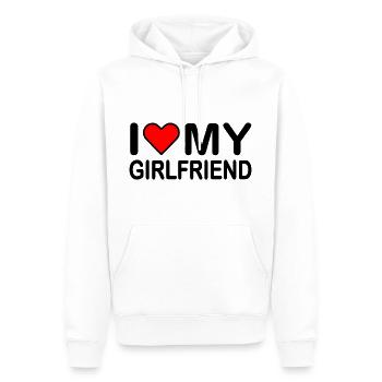 I love my girlfriend - Sweat à capuche Premium bio Homme - blanc - Devant - Nico (187cm)