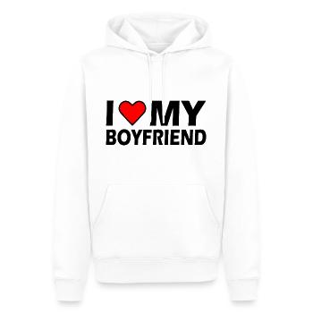 I love my boyfriend - Männer Premium Bio Hoodie - Weiß - Vorne - Nico (187cm)