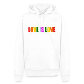Love is love - Sweat à capuche Premium bio Homme - blanc - Devant - Nico (187cm)