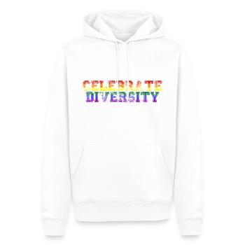 Celebrate Diversity LGBTQ Pride Flag - Men’s Premium Organic Hoodie - white - Front - Nico (187cm)