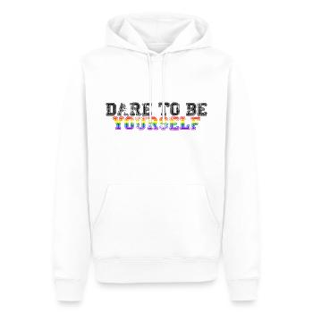 Osez être vous-même Rainbow Gay Pride - Sweat à capuche Premium bio Homme - blanc - Devant - Nico (187cm)