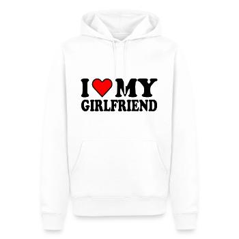 I love my girlfriend - Sweat à capuche Premium bio Homme - blanc - Devant - Nico (187cm)