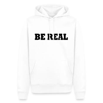 Be real - Männer Premium Bio Hoodie - Weiß - Vorne - Nico (187cm)