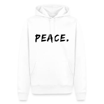 Paix Paix Paix Monde Paix Ukraine anti guerre - Sweat à capuche Premium bio Homme - blanc - Devant - Nico (187cm)