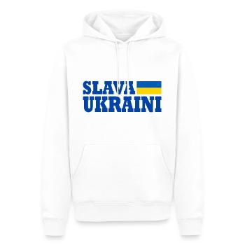 Slava ukraini - Sweat à capuche Premium bio Homme - blanc - Devant - Nico (187cm)