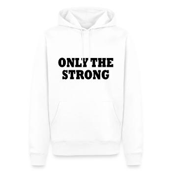 only the strong - Sweat à capuche Premium bio Homme - blanc - Devant - Nico (187cm)