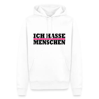 Ich hasse menschen - Männer Premium Bio Hoodie - Weiß - Vorne - Nico (187cm)