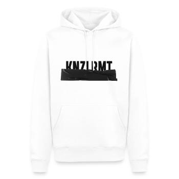 KNZLRMT – Künstlerkollektive Berlin – taped logo - Männer Premium Bio Hoodie - Weiß - Vorne - Nico (187cm)