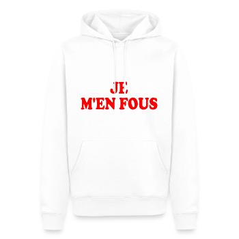 je m'en fous - Sweat à capuche Premium bio Homme - blanc - Devant - Nico (187cm)