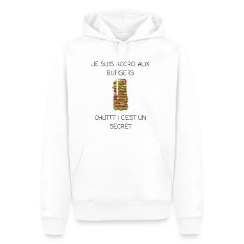 Je suis accro aux burgers - Sweat à capuche Premium bio Homme - blanc - Devant - Nico (187cm)