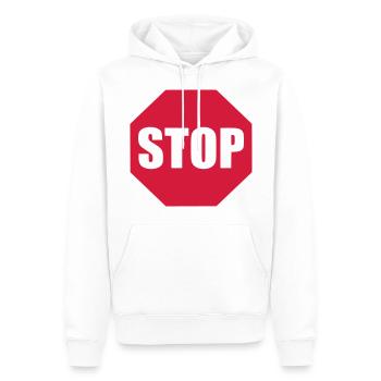 panneau d'arrêt - Sweat à capuche Premium bio Homme - blanc - Devant - Nico (187cm)