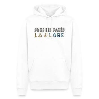 Sous les pavés, la plage - Sweat à capuche Premium bio Homme - blanc - Devant - Nico (187cm)