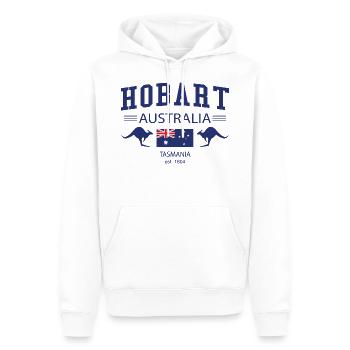 Hobart - Männer Premium Bio Hoodie - Weiß - Vorne - Nico (187cm)