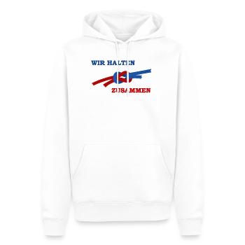 Wir halten zusammen, Knoten - Männer Premium Bio Hoodie - Weiß - Vorne - Nico (187cm)