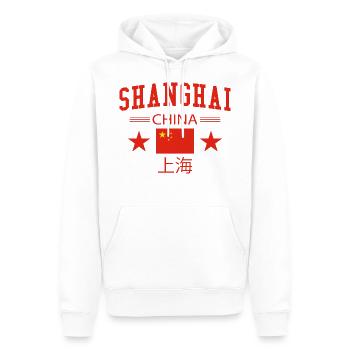 Shanghai - Männer Premium Bio Hoodie - Weiß - Vorne - Nico (187cm)