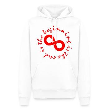 The Beginning is the End - rot - Männer Premium Bio Hoodie - Weiß - Vorne - Nico (187cm)
