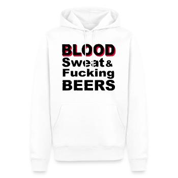 Blood Sweat Fucking Beers - Männer Premium Bio Hoodie - Weiß - Vorne - Nico (187cm)
