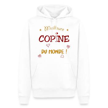 Meilleure copine du monde t shirt - Sweat à capuche Premium bio Homme - blanc - Devant - Nico (187cm)