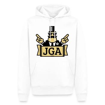 Signaux manuels JGA (enterrement de vie de garçon / 2C) - Sweat à capuche Premium bio Homme - blanc - Devant - Nico (187cm)