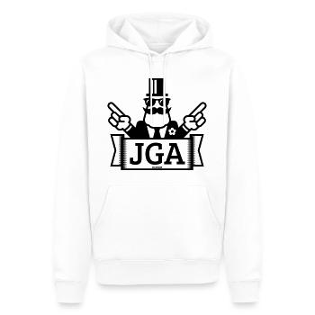 JGA Handzeichen (Junggesellenabschied / 1C) - Männer Premium Bio Hoodie - Weiß - Vorne - Nico (187cm)