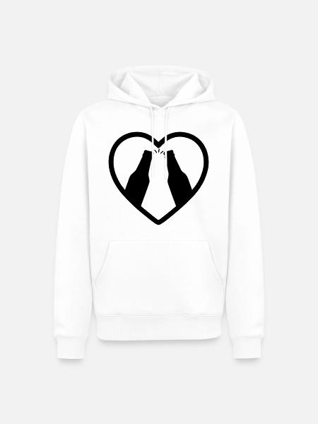 Herzflaschen Bier-Aperitif-Geschenk - Männer Premium Bio Hoodie - Weiß