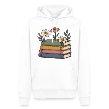 Bücher und Wildblumen - Männer Premium Bio Hoodie - Weiß - Vorne - Nico (187cm)