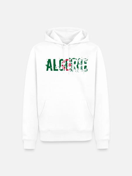 logo_flag_grunge_algerie_2 - Männer Premium Bio Hoodie - Weiß