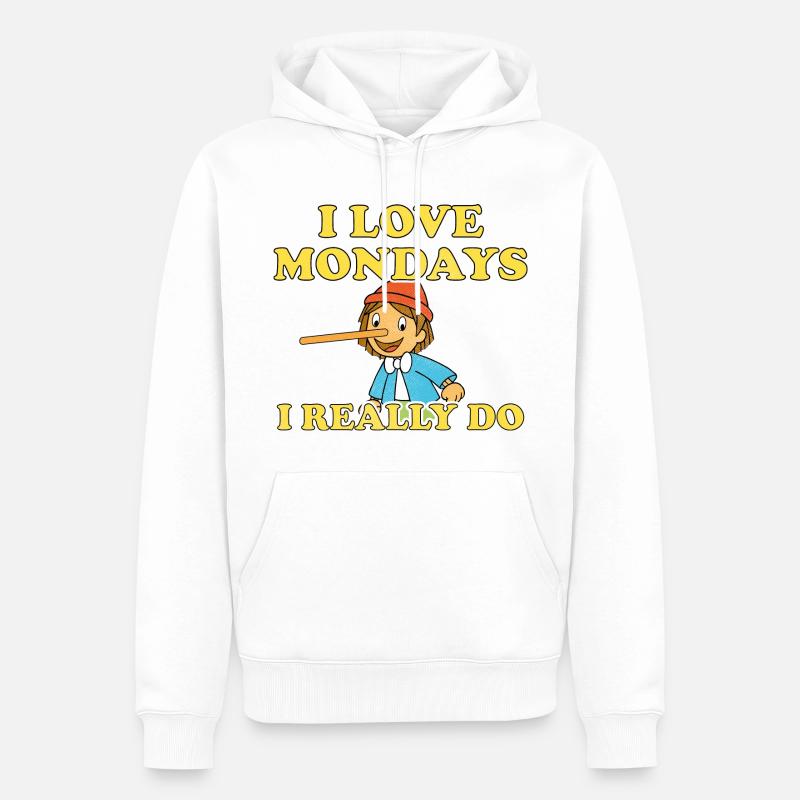 Pinocchio Aime Les Lundis - Sweat à capuche Premium bio Homme - blanc