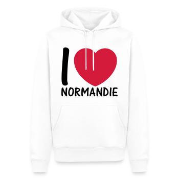 ich liebe Normandie 2c - Männer Premium Bio Hoodie - Weiß - Vorne - Nico (187cm)
