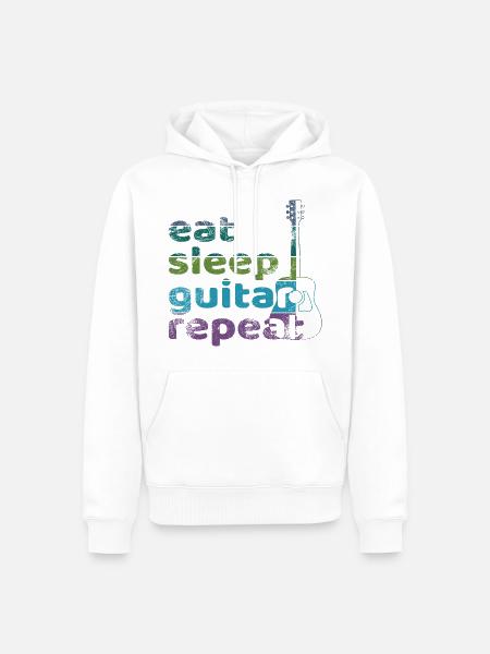 Eat Sleep Guitar Repeat - Männer Premium Bio Hoodie - Weiß