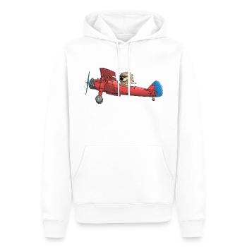 Knuffiger Löwe im Flugzeug - Männer Premium Bio Hoodie - Weiß - Vorne - Nico (187cm)