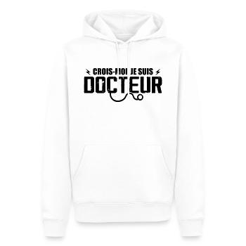Glauben Sie mir, ich bin Arzt - Männer Premium Bio Hoodie - Weiß - Vorne - Nico (187cm)