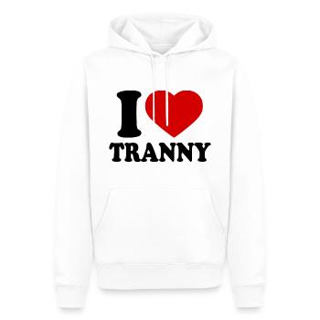 I love tranny - Männer Premium Bio Hoodie - Weiß - Vorne - Nico (187cm)