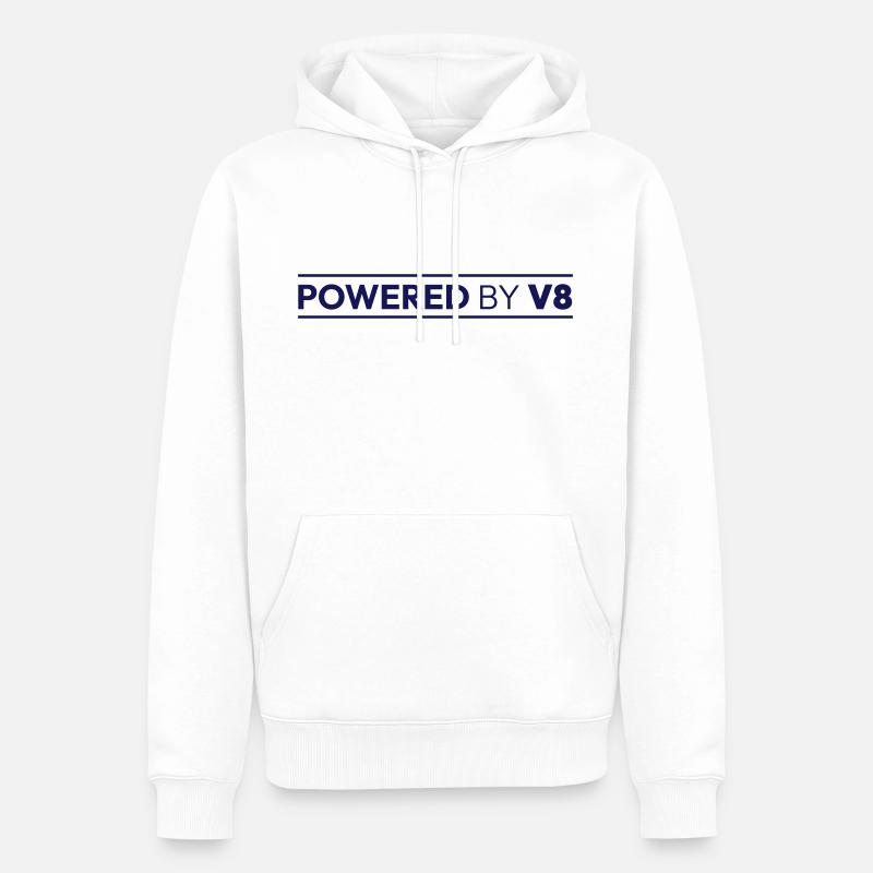Powered by V8 - Männer Premium Bio Hoodie - Weiß