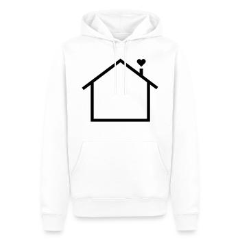 Haus schlicht mit Herz - Männer Premium Bio Hoodie - Weiß - Vorne - Nico (187cm)