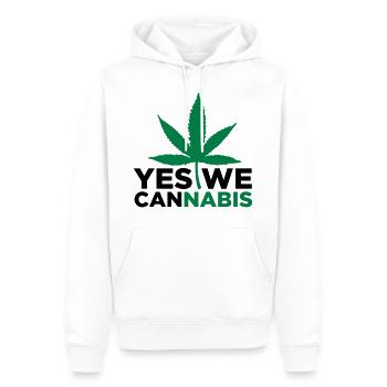 Oui, nous le cannabis! - Sweat à capuche Premium bio Homme - blanc - Devant - Nico (187cm)