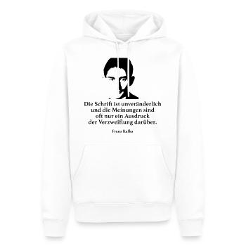 Kafka: L'écriture est fixe et le Mei - Sweat à capuche Premium bio Homme - blanc - Devant - Nico (187cm)