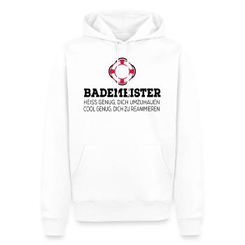 Bademeister - Männer Premium Bio Hoodie - Weiß - Vorne - Nico (187cm)