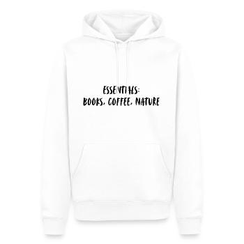 Essentials: books, coffee, nature. Bücher, Kaffee, - Männer Premium Bio Hoodie - Weiß - Vorne - Nico (187cm)