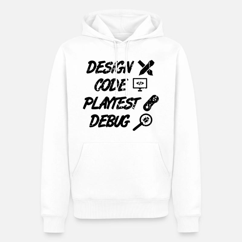 Design Code Playtest Debug - Männer Premium Bio Hoodie - Weiß