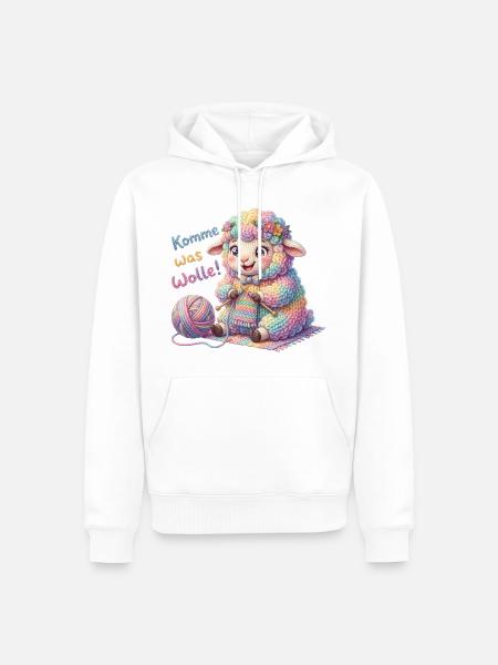 Komme was Wolle - Strickendes Schaf Wollknäuel - Männer Premium Bio Hoodie - Weiß
