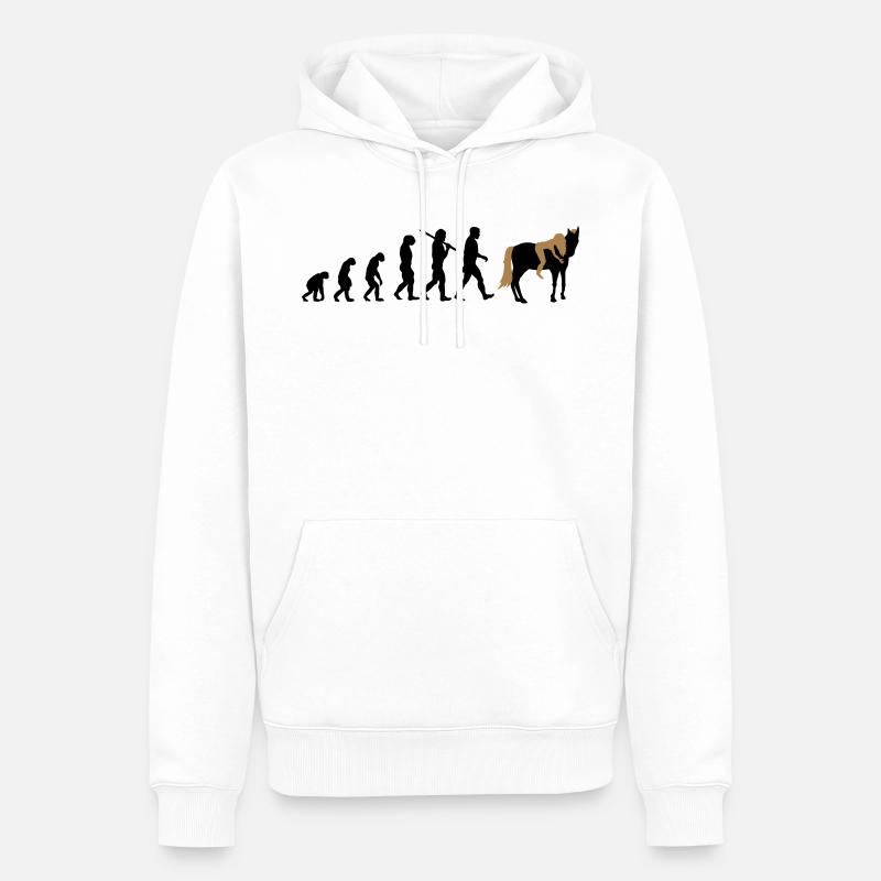 Cheval cavalier Evolution - Sweat à capuche Premium bio Homme - blanc
