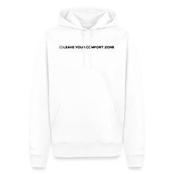 LEAVE.YOUR.COMFORT.ZONE Streetwear « Home » - Sweat à capuche Premium bio Homme - blanc - Devant - Nico (187cm)