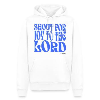 Christianisme Verset Biblique Chrétien - Sweat à capuche Premium bio Homme - blanc - Devant - Nico (187cm)