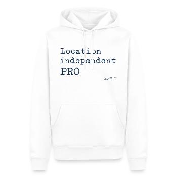Ortsunabhängiger PRO - Männer Premium Bio Hoodie - Weiß - Vorne - Nico (187cm)