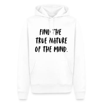 Trouvez la vraie nature de l’. - Sweat à capuche Premium bio Homme - blanc - Devant - Nico (187cm)