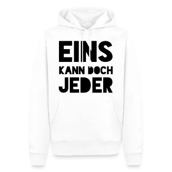 EINS KANN DOCH JEDER - Männer Premium Bio Hoodie - Weiß - Vorne - Nico (187cm)